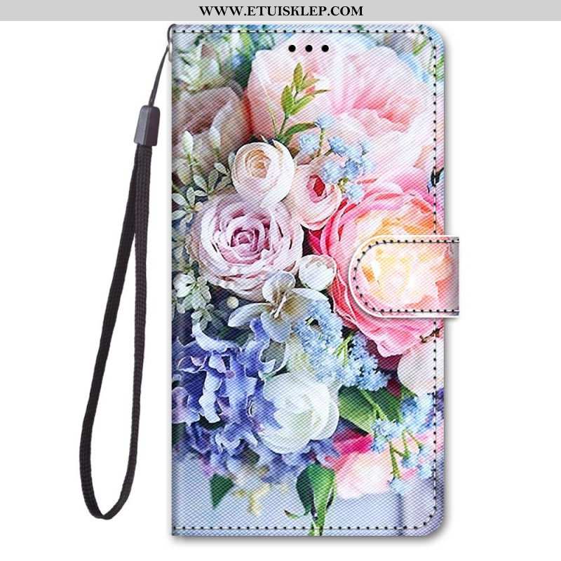 Etui Folio do Sony Xperia 5 IV Kwiatowy Z Paskiem